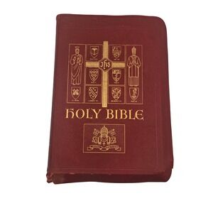 Vintage 1950 Catholic Holy Bible Papal Edition Red Gold Gilt Catholic Press Inc
